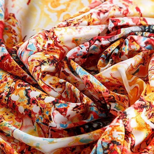 Креп К05-608 молочный принтованный