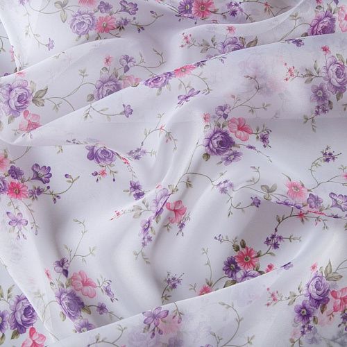 Тюль вуаль без утяжелителя 03-01-13787 белый принтованный