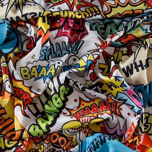 Шелк синтетический 065-13929 белый принтованный