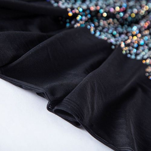 Сетка трикотажная со стразами Swarovski 050-19867 черный