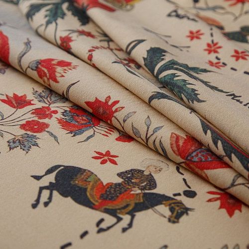 Шерсть плательная 066-14807 светло-бежевый принтованный