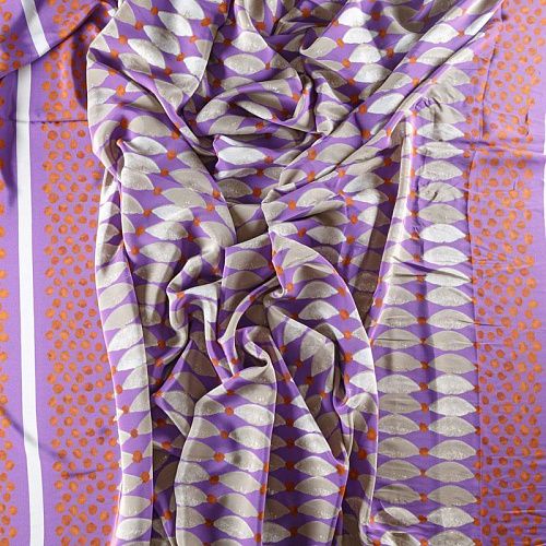 Крепдешин натуральный К01-377 лавандовый принтованный