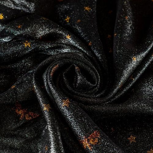 Креп-шифон натуральный К36-165 черный принтованный