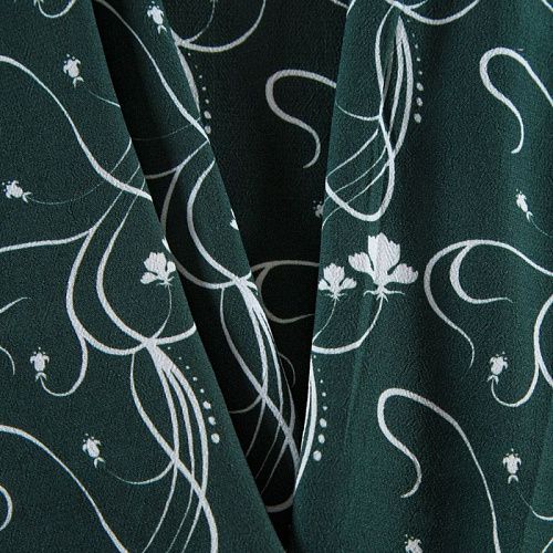 Креп 026-12326 бутылочный зеленый принтованный