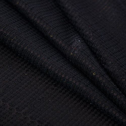 Пайетки на шелковом шифоне 055-16854 черный