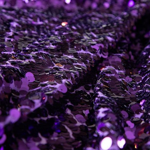 Пайетки на сетке 050-19873 пурпурный