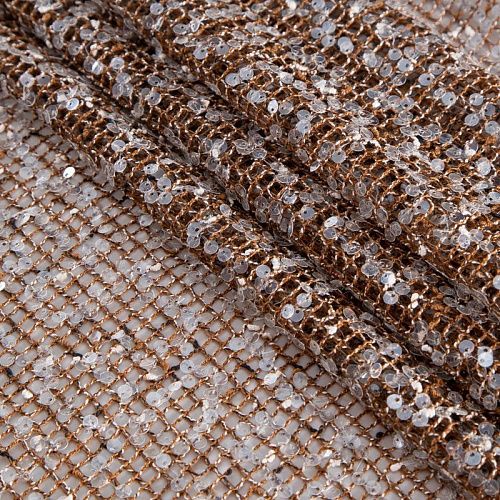 Сетка с пайетками 050-20754 коричневый меланж