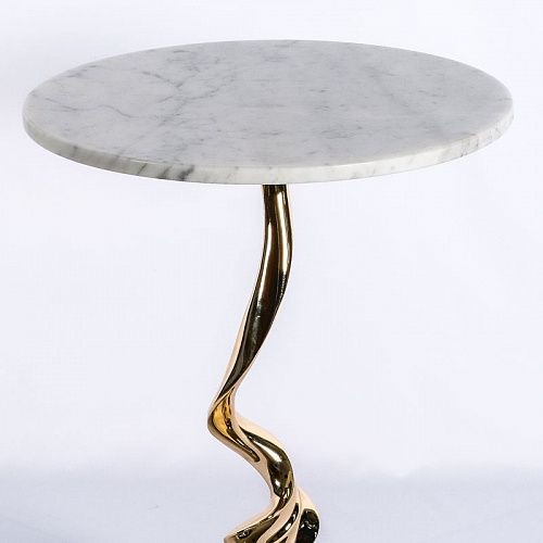 Столик журнальный d-40 см BJ-22840-white металл/камень