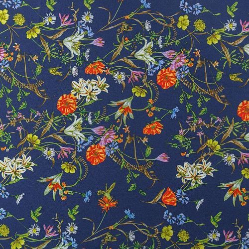 Вискоза "Лоренцо" 036-08353 темно-синий принтованный