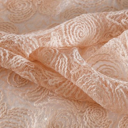 Вышивка на сетке 050-19074 пудрово-персиковый