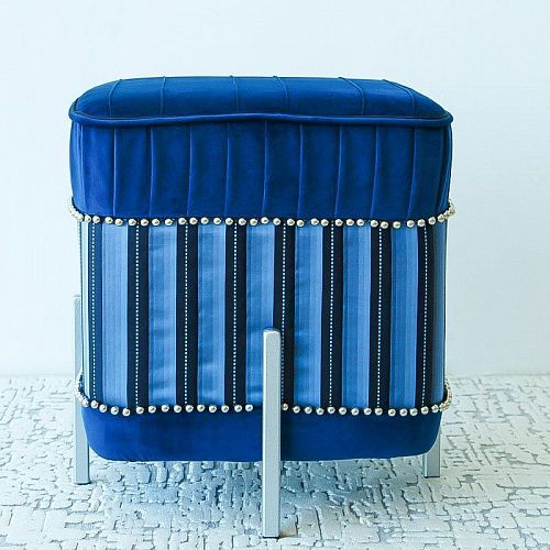 Пуф квадратный 44х44 см H 50 см темно-синий бархат 521352 