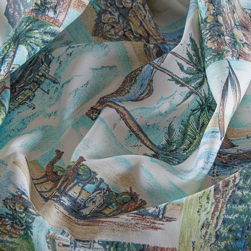 Поплин 063-16462 голубой принтованный