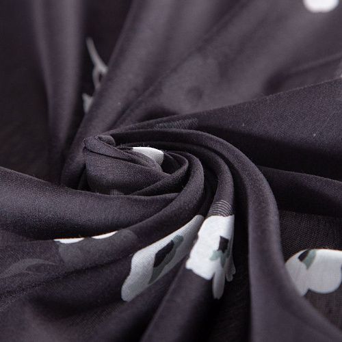 Шелк-батист 064-20100 черный принтованный