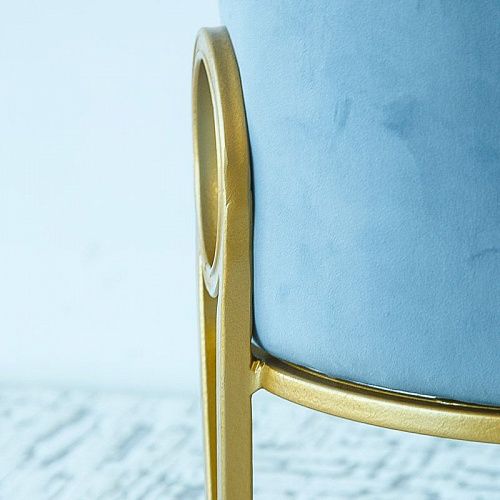 Пуф круглый D 35 см H 46 см серо-голубой бархат 521357 