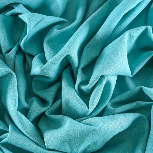 Лен натуральный 035-11727 бирюзовый однотонный