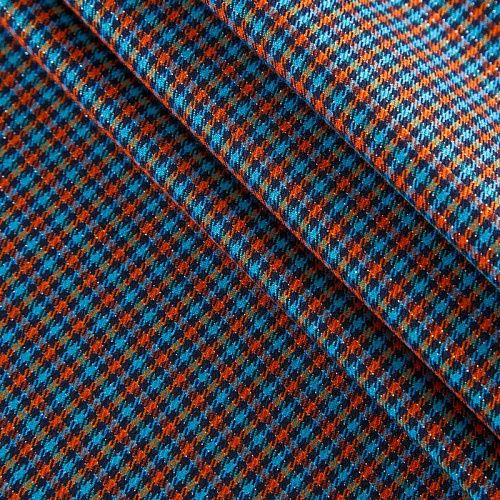 Ткань костюмная с люрексом 025-12135 лазурно-оранжевый