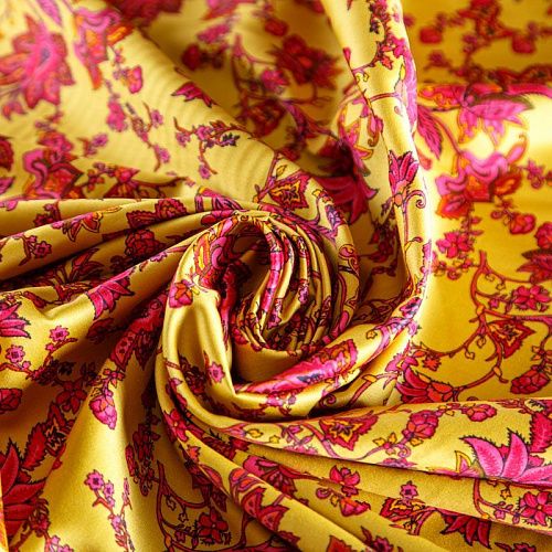 Хлопок 063-02038 шафрановый принтованный