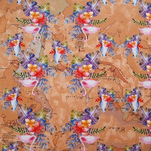 Лайкра 005-12447 бежевый принтованный