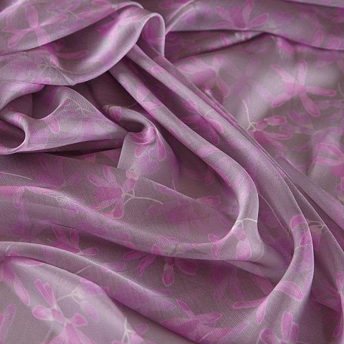 Шифон 068-17384 разбеленный лиловый принтованный