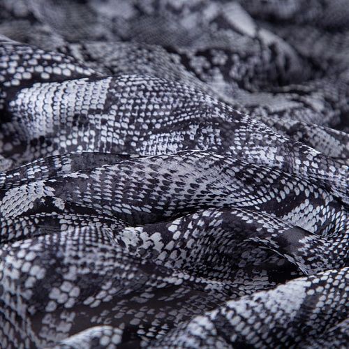 Шифон шелковый 068-20076 черно-белый