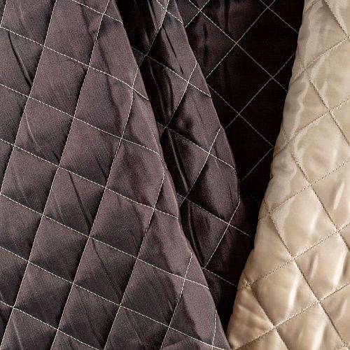 Ткань курточная с вышивкой К20-323 темный шоколад