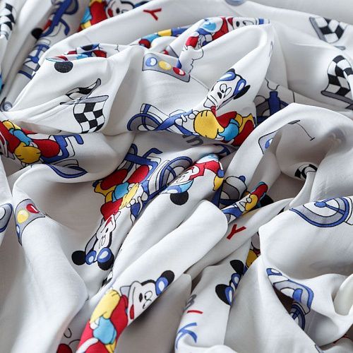 Штапель 069-08251 белый принтованный