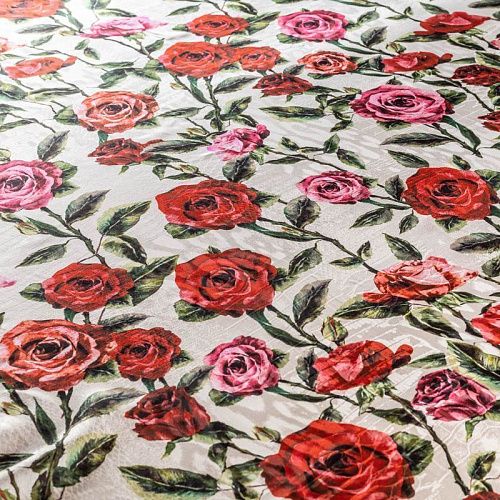 Шелк жаккард натуральный К27-199 белый принтованный