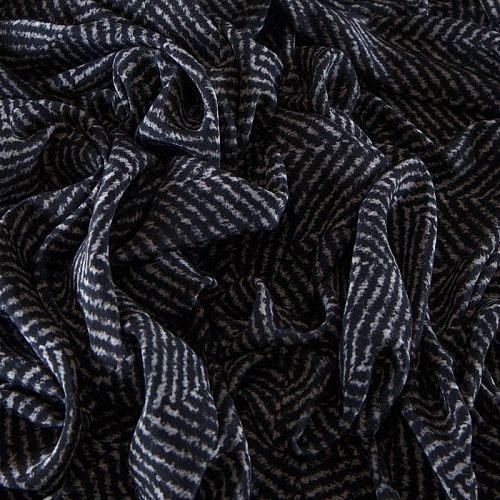 Крепдешин шелковый 028-12464 черный принтованный