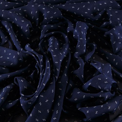 Шифон шелковый 068-12254 темно-синий принтованный