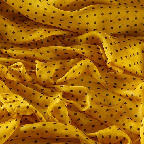 Шифон шелковый 068-12190 желтый принтованный