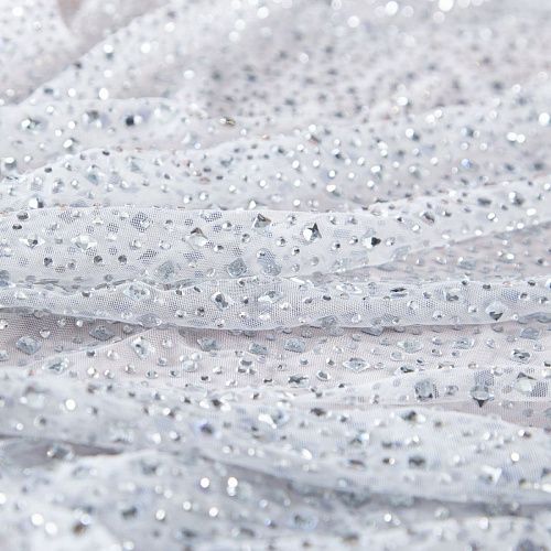 Сетка трикотажная со стразами Swarovski 050-19876 белый