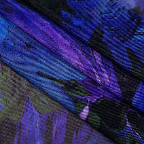 Сетка трикотажная 050-19930 синий принтованный