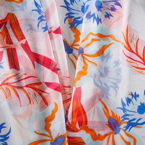 Шифон 068-13082 белый принтованный