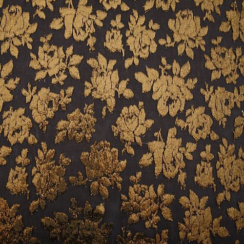Шифон шелковый с люрексом Yves Saint Laurent 068-19076 черный/золото