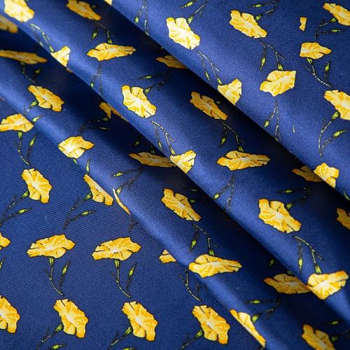 Твил-шелк натуральный купон (крой) 064-19919 синий принтованный