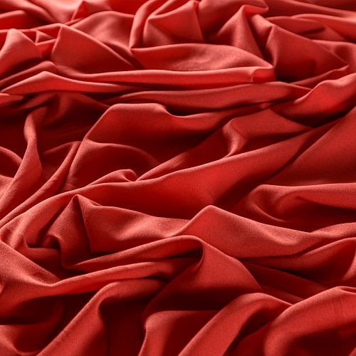 Крепдешин синтетический 029-08978 кораллово-красный однотонный