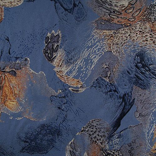 Штапель 069-17862 пыльно-синий принтованный