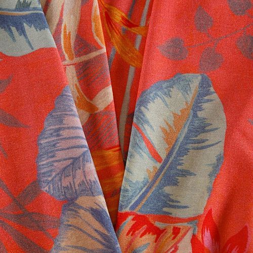 Трикотаж 056-14810 кораллово-красный принтованный