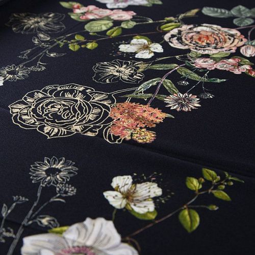 Креп плательный 026-12376 черный принтованный