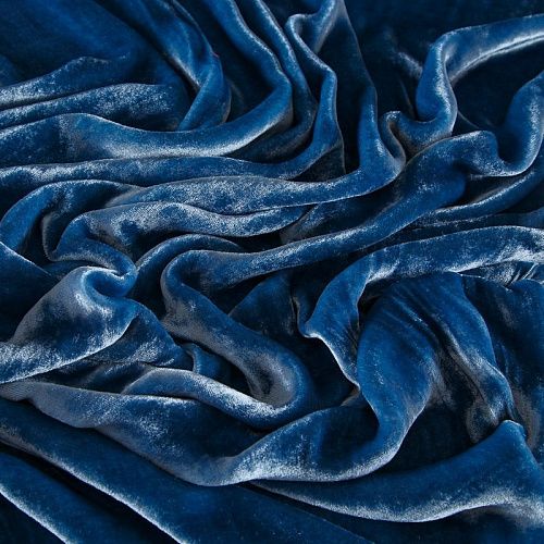 Бархат шелковый 002-17714 лазурно-голубой однотонный