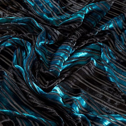 Панбархат 002-04295 черно-бирюзовый 