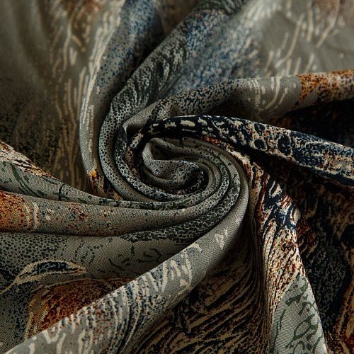 Штапель 069-17857 оливково-серый принтованный