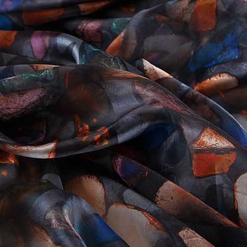 Шифон 068-17402 черный принтованный