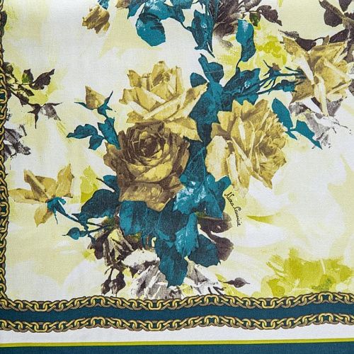 Сатин стрейч 001-07887 желтый принтованный