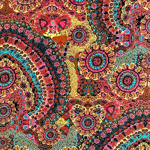 Креп-шифон натуральный К32-234 бордово-желтый принтованный