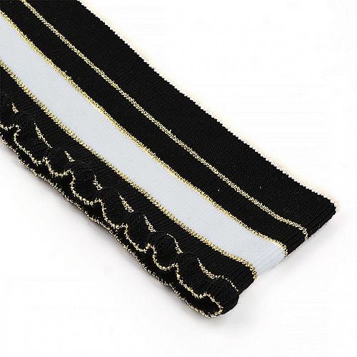 Подвяз трикотажный TBY 6х80 см с золотыми и белой полосами 73038 черный