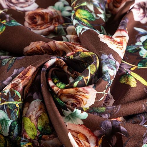 Креп 026-03080 шоколадный принтованный