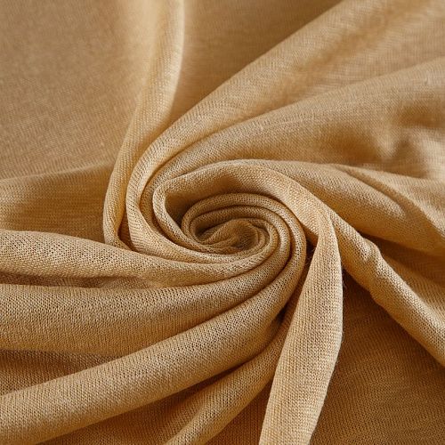 Трикотаж льняной 056-16735 соломенный однотонный