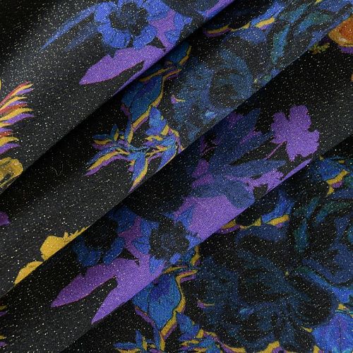 Вискоза с люрексом 009-12075 черный принтованный