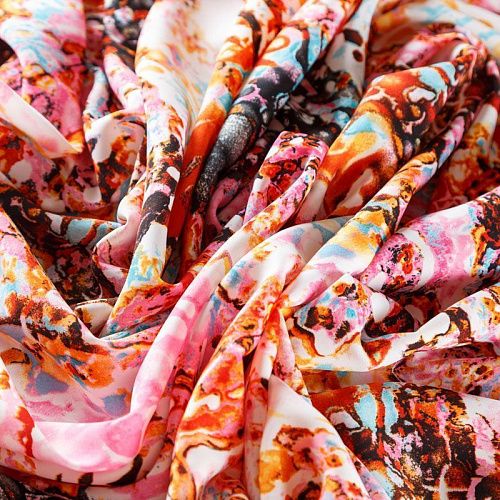 Креп 026-08169 молочный принтованный